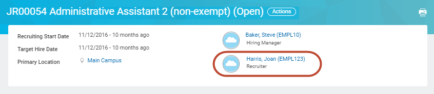 Employee listing with recruiter role