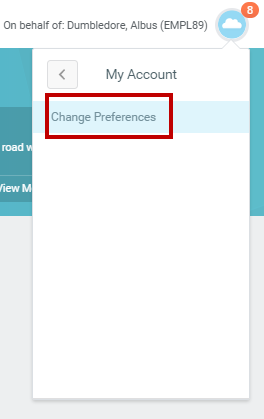 Change Preferences button in the dropdown menu