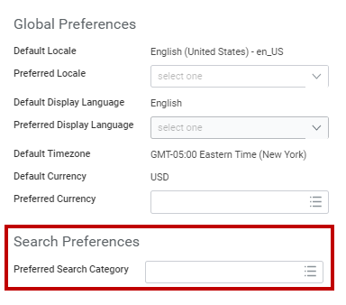 Search preferences bar